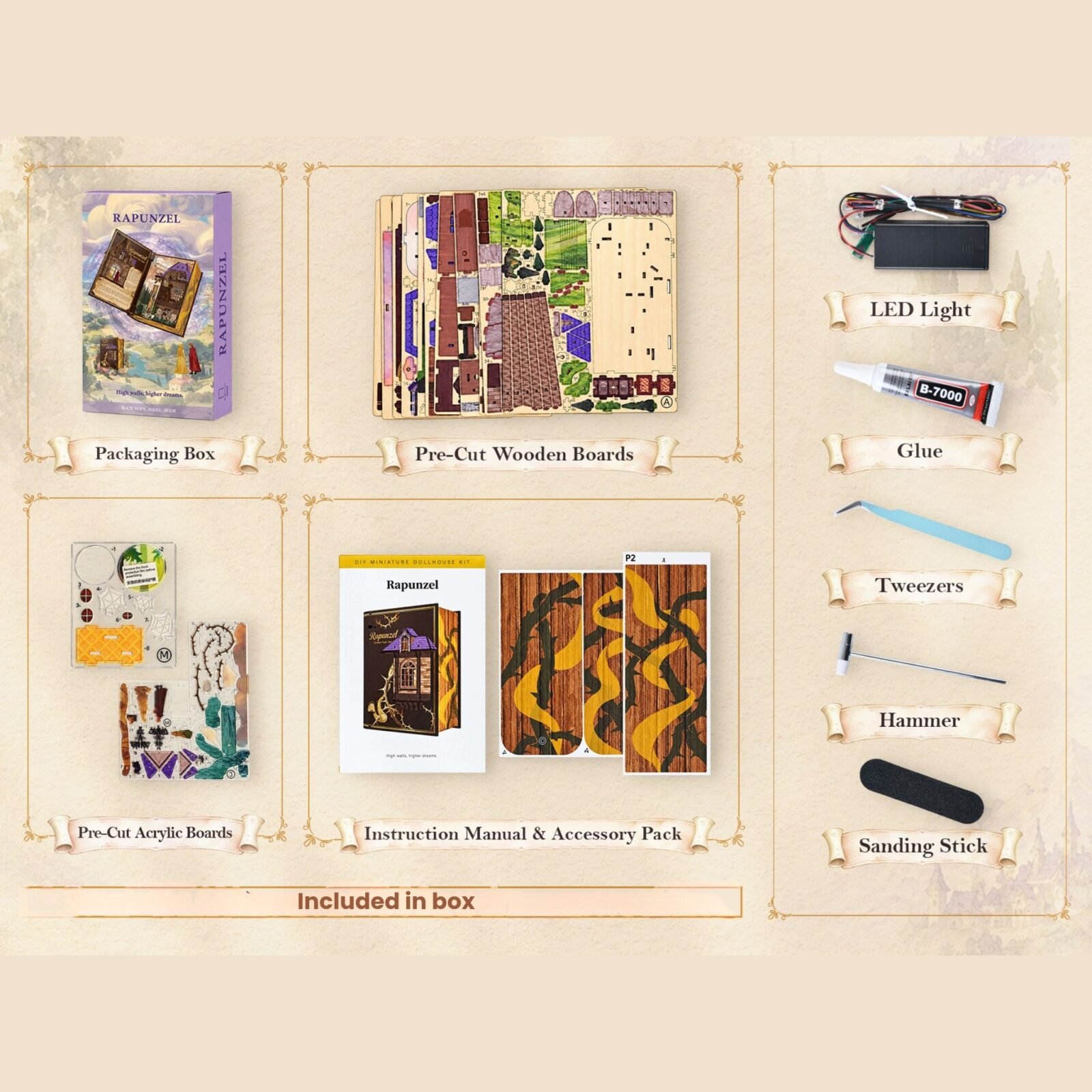 Rapunzel – DIY Book Nook Kit Rapunzel – DIY Book Nook Kit