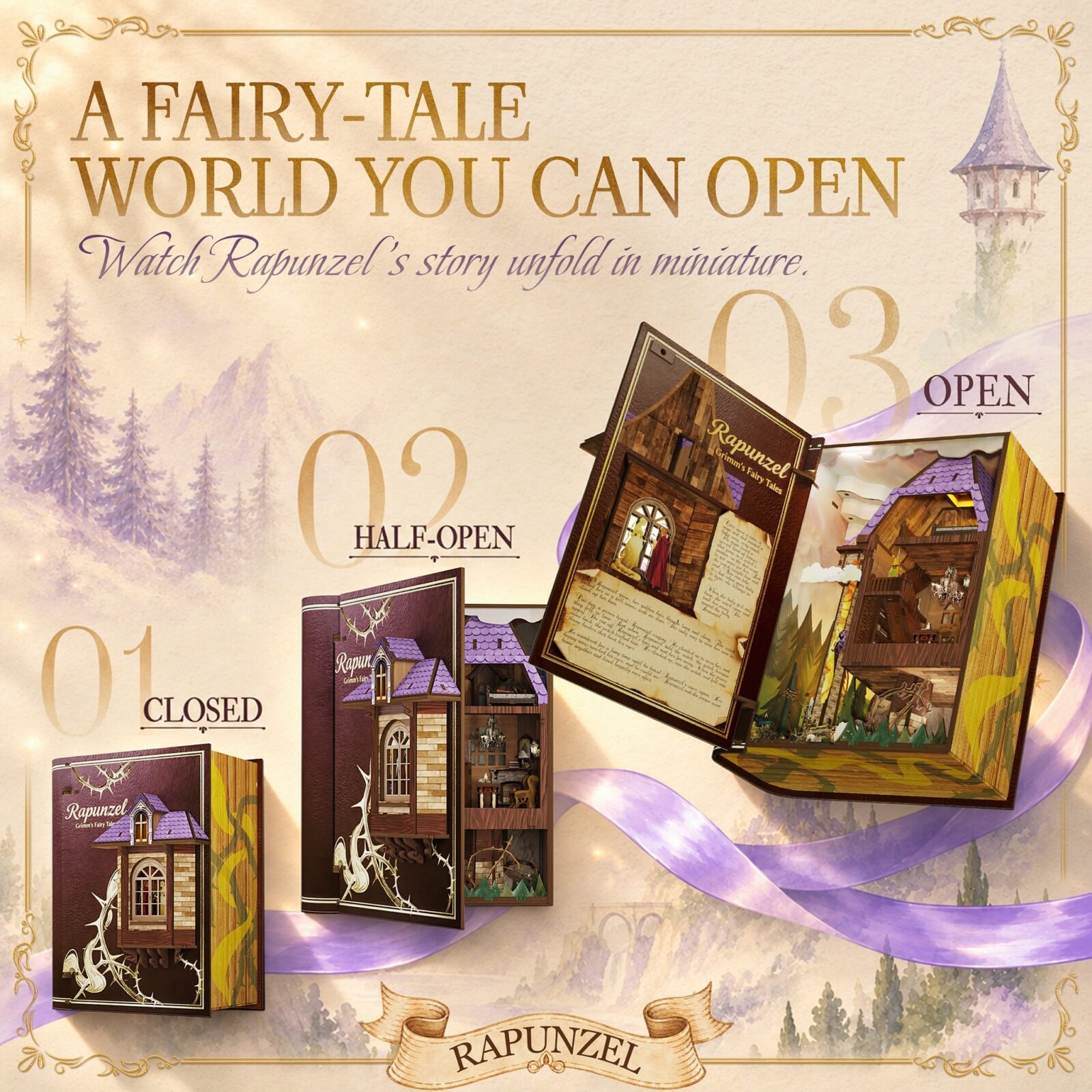Rapunzel – DIY Book Nook Kit Rapunzel – DIY Book Nook Kit
